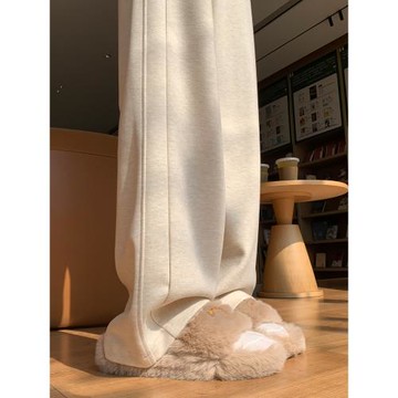 (免運)高個子運動褲女春秋加長拖地褲子超長版女褲白色糯米闊腿褲秋冬款