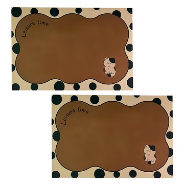 矽藻土軟地墊 Set 2  橡膠底防滑設計  60 x 40cm  方形珍珠奶茶貓  1組