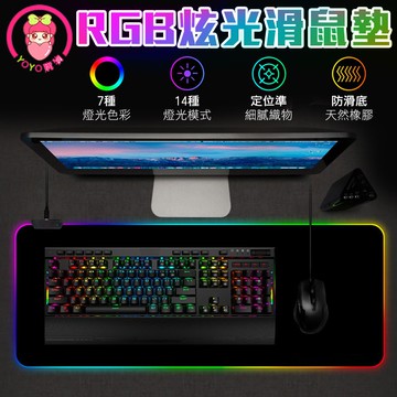 RGB電競炫光滑鼠墊 LED七彩炫光 RGB 加長版電競滑鼠墊 遊戲滑鼠墊 電競發光 滑鼠鍵盤墊 電競 【00757】