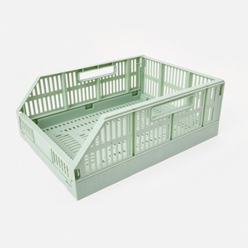 可折疊斜口收納籃M 淺綠