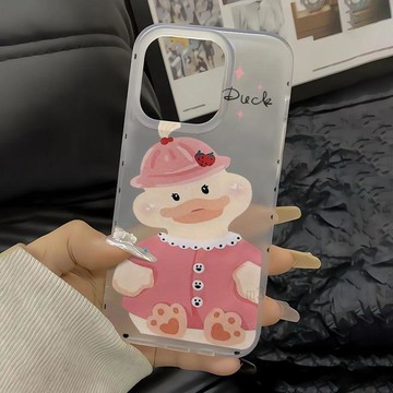 台灣出貨🚗粉色鴨 蘋果11/12pro透明14/15promax小衆潮款13/XR/XS軟殼7/8p手機殼 生日禮物🎀