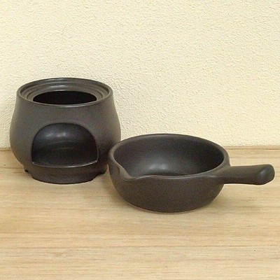 チーズフォンデュ ウォーマー 大 片手鍋セット ブラック 固形燃料対応 k19930065-19930098
