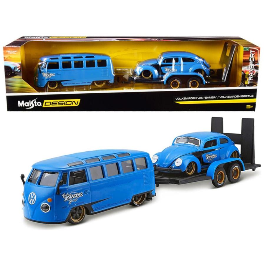 ミニカー 1/24 maisto VW ワーゲンバス 青色+ ワーゲンビートル