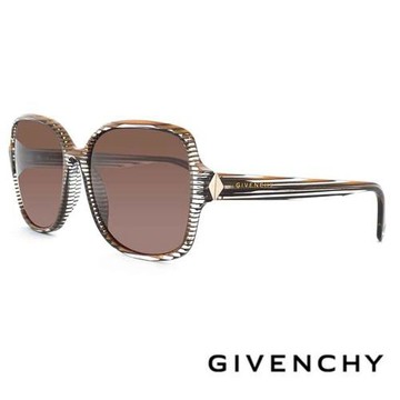 【GIVENCHY 紀梵希】法國個性橫條紋設計太陽眼鏡(-經典咖條紋- GISGV873-06WP)