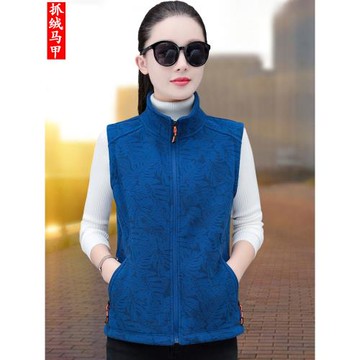 抓絨馬甲女士秋冬2025新款中老年媽媽保暖搖粒絨馬夾外穿背心坎肩