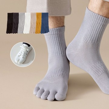 NicoFun 愛定做 2雙 無骨男士中筒五趾襪 分趾襪 腳趾襪 棉襪 運動襪(男襪28-30cm)