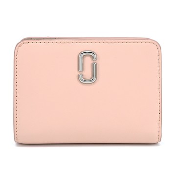 MARC JACOBS THE J MARC 皮革拉鍊對開短夾-粉_廠商直送