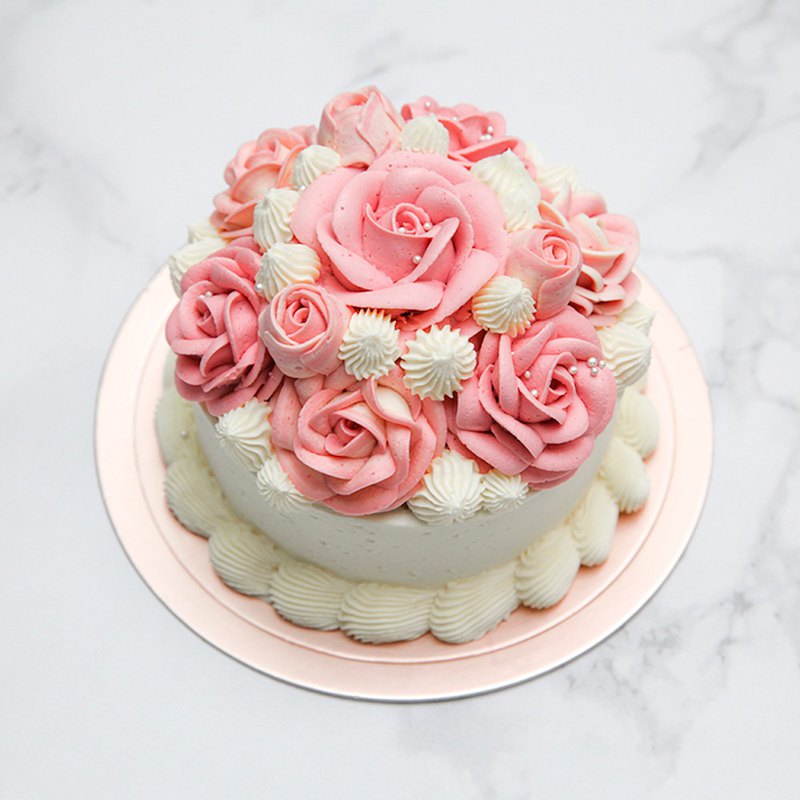 生日蛋糕 4吋粉色小捧花 玫瑰花蛋糕 生日蛋糕 情人節 免運 Pinkoi 設計購物網站 Line購物