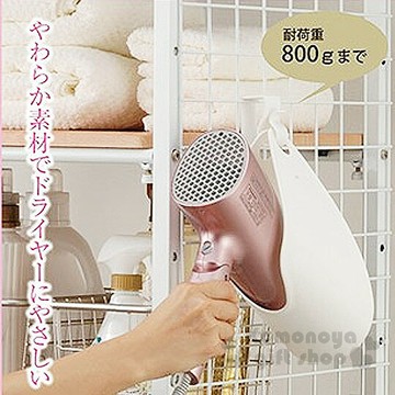 小禮堂 inomata 日製吹風機掛架《白.軟式》可掛門板.圓桿