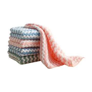 98生活小舖 【吸水寶】乾濕兩用 水波條紋珊瑚絨抹布 10入組 (超吸水抹布 擦碗布 易清洗)