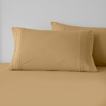 HOLA 和樂家居 200織剪花純棉枕套 160g 2個  琉璃黃  76 x 51 x 0.2cm  1組