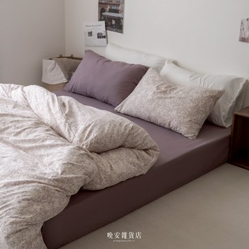 wanan/☾…花語與紫霧之間の現貨 淡紫花語 床包組｜ 紫色花紋拼接四件套三件套 水洗棉床包 床包 床單 碎花