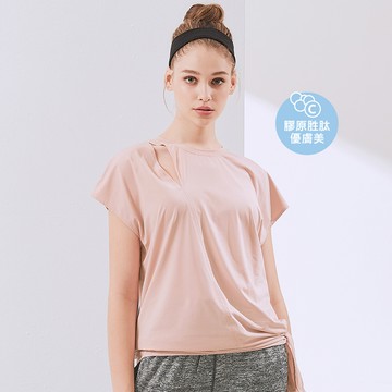 OUWEY歐薇 縷空小心機造型綁結運動上衣(粉)3213081622
