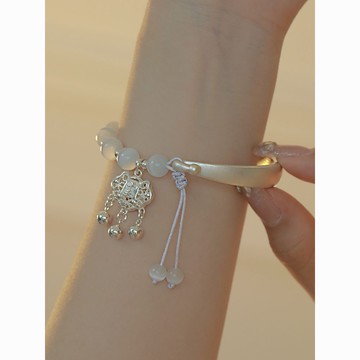 🙏🏻已開光過爐🙏🏻平安鎖手鍊 平安 防小人 國風平安鎖手鏈女半鐲半鏈輕奢氣質小衆精緻高顔值手鐲手串送女生