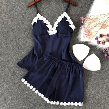 睡衣女夏套裝吊帶兩件套冰絲家居服女韓版清新學生性感居家服薄款