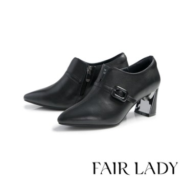 FAIR LADY 芯太軟 時髦美型粗跟踝靴 黑(8H2985)