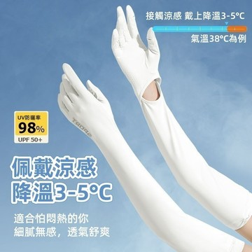 【台灣現貨】防曬袖套 冰袖 涼感防曬袖套＋手套 冰絲袖套 防曬手套 夏季 騎車手套 透氣 涼感 防滑 單車騎士袖套