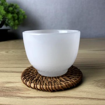 琉璃白玉色茶杯中式古典家用功夫茶具玉瓷杯子復古大容量酒杯茶杯