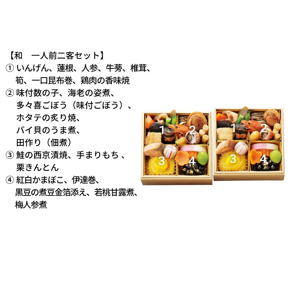 高島屋 タカシマヤ ＜高島屋 おもてなしおせち＞和 1人前二客・洋 一段（E359）＜関東地域お届け＞343595