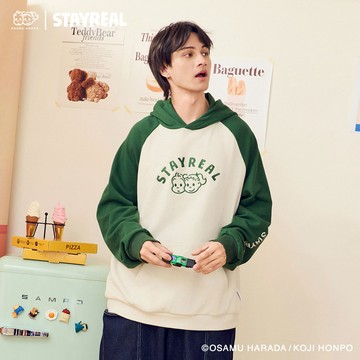 STAYREAL x OSAMU GOODS 原田治拼接連帽T - 米白