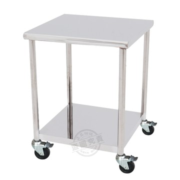 電腦桌/工作桌 【Abis】客製商品-豪華升級版60X60CM二層圓角430不鏽鋼桌-附煞車輪/料理桌/工作桌台/流理台(2尺X2尺)-1入