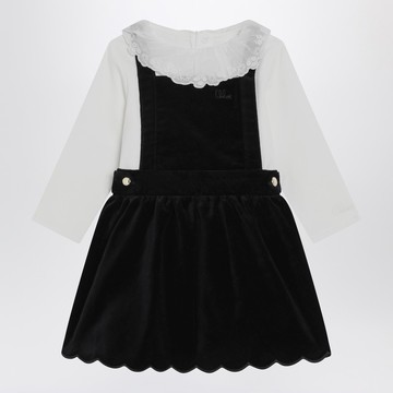 White and blue velvet dress