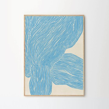藝術掛畫｜Rebecca Hein | The Line - Blue - 柚木色鋁框