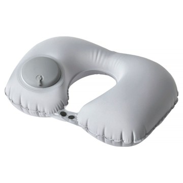 LoHoY 充氣U型旅行枕 輕薄柔軟 圓形設計 自然貼合  冰絲灰  37 x 25cm