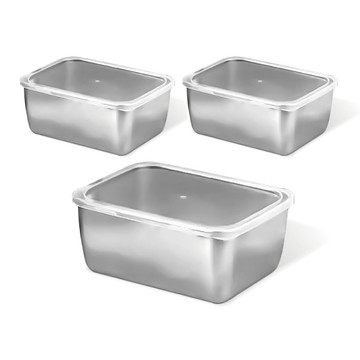 小麥購物 不鏽鋼保鮮盒 G829 61g  13 x 10.3 x 4.5cm  3個