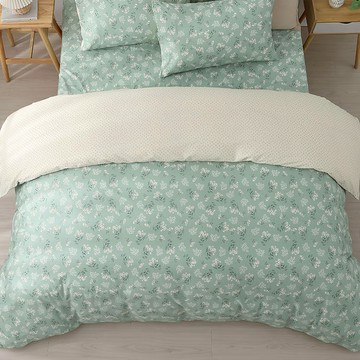 Hong Yew Bedding 鴻宇寢飾 8 x 7純棉被單 100%精梳純棉 台灣製 C20152  菲歐娜 綠色 + 白色  240 x 210cm