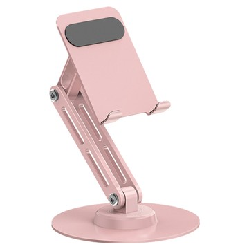 YUNMI 360度旋轉折疊手機支架/iPad桌面金屬折疊平板支架/桌上型支架/懶人支架  粉色  1個  不適用