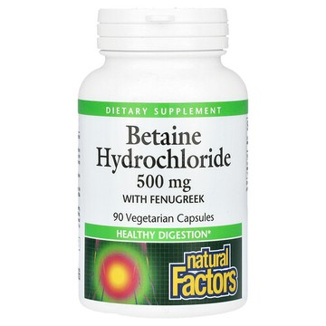 Natural Factors, 含糊蘆巴的甜菜堿鹽酸鹽，500 毫克，90 粒素食膠囊