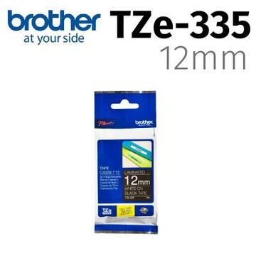 【Brother 兄弟】TZe-335 護貝標籤帶 黑底白字 12mm