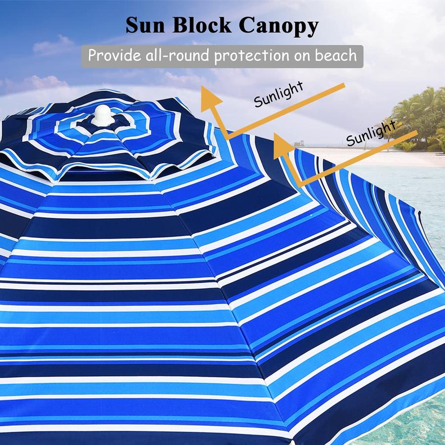 Tangkula 7.2 FT Beach Umbrella, Portable Beach Sunshade Umbrella W Sand Anchor, Tilt Mechanism, Sturdy Rib, Premium Steel Pole ＆ Carrying Bag, Fold