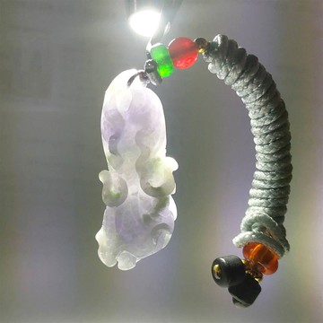 精品天然緬甸翡翠春帶彩紫翡翠白菜紫色翡翠白菜百財翡翠項鍊見光不死紫翡翠(出貨附翡翠證明書)