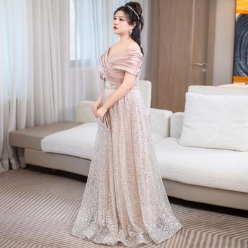 大碼胖mm晚禮服年會宴會顯瘦遮肚高級感成人禮聲樂藝考演出200斤