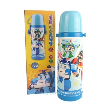 asdfkitty*POLI波力 救援小英雄 304不鏽鋼保溫保冷水壺-450ML-韓國正版商品