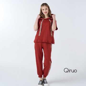 Qiruo 奇若秋冬專櫃橘色休閒套裝3084AC 涼夏休閒旅遊