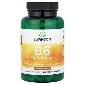 Swanson, 維生素 B6，100 毫克，250 粒全素膠囊
