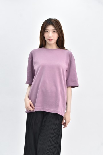 (L) uniqlo 棉質圓領紫色短袖上衣