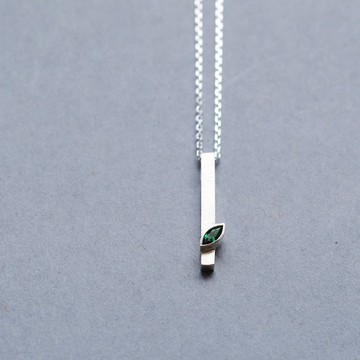 祖母綠 侯爵夫人切割 項鍊 925銀 男士  يحظى بشعبية لدى للجنسين