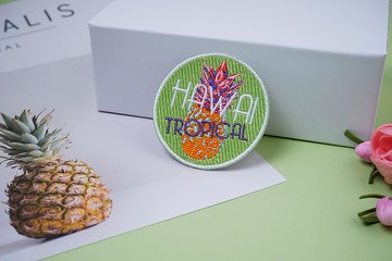 【刺繡布貼】鳳梨 綠色圓形