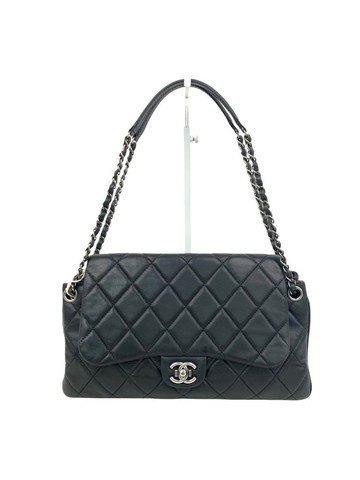 chanel 黑色 Classic Flap 菱格紋皮革翻蓋鍊條肩背包 鍊條包
