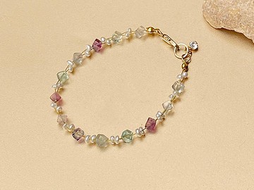 多彩瑩石立方x淡水珍珠可愛編織手鍊 客製化手鍊 增智慧 抗負能量