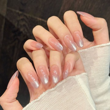 💟加一手工甲💅🏻藝禾原創【小流蘇】裸色顯白ins風貓眼純手工穿戴甲短款美甲貼片純手工穿戴甲 VQ1Q