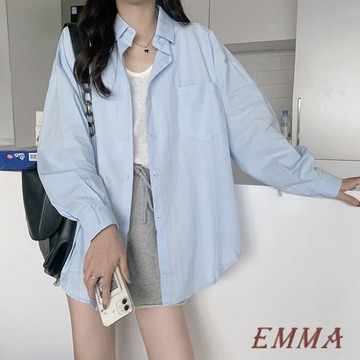 加大尺寸150公斤防曬襯衫外搭上衣女 夏季新款 寬鬆中長款襯衫ins外套 寬鬆 顯瘦 長袖襯衫 寬鬆襯衫 落肩襯衫 韓版