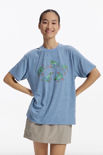 蛙舞 紅眼樹蛙 肌理感薄棉正肩短袖T恤