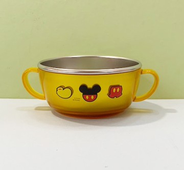 【震撼精品百貨】Micky Mouse_米奇/米妮 ~迪士尼兒童不銹鋼雙耳碗-黃米奇#05291