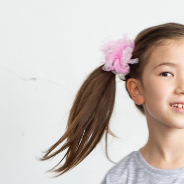 孩子|彈性頭髮綻放|舞蹈|粉紅