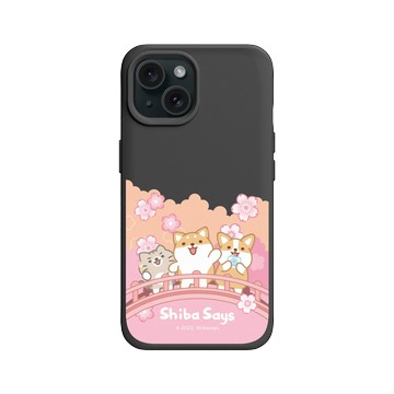 iPhone 15 SolidX 黑 - 柴語錄 Shiba Says - 賞櫻小確幸